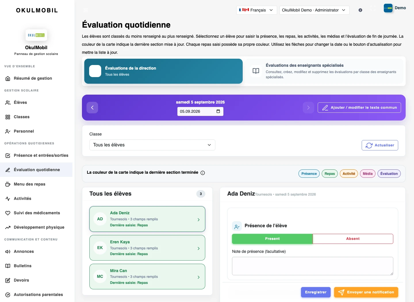 Bilans quotidiens et spécialisés — Portail web