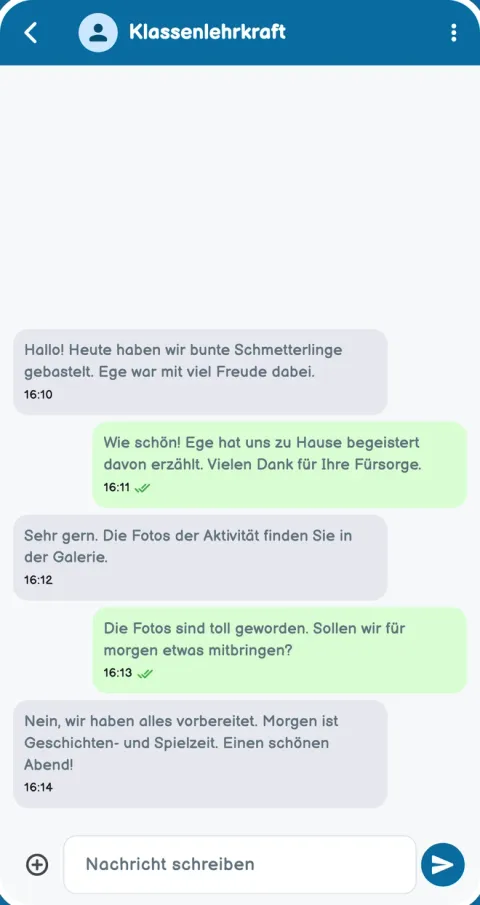 Wie werden Nachrichten, Fotos und Mitteilungen geteilt?