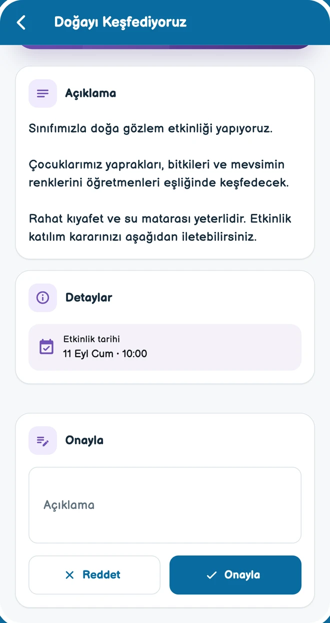 Veli onayları
